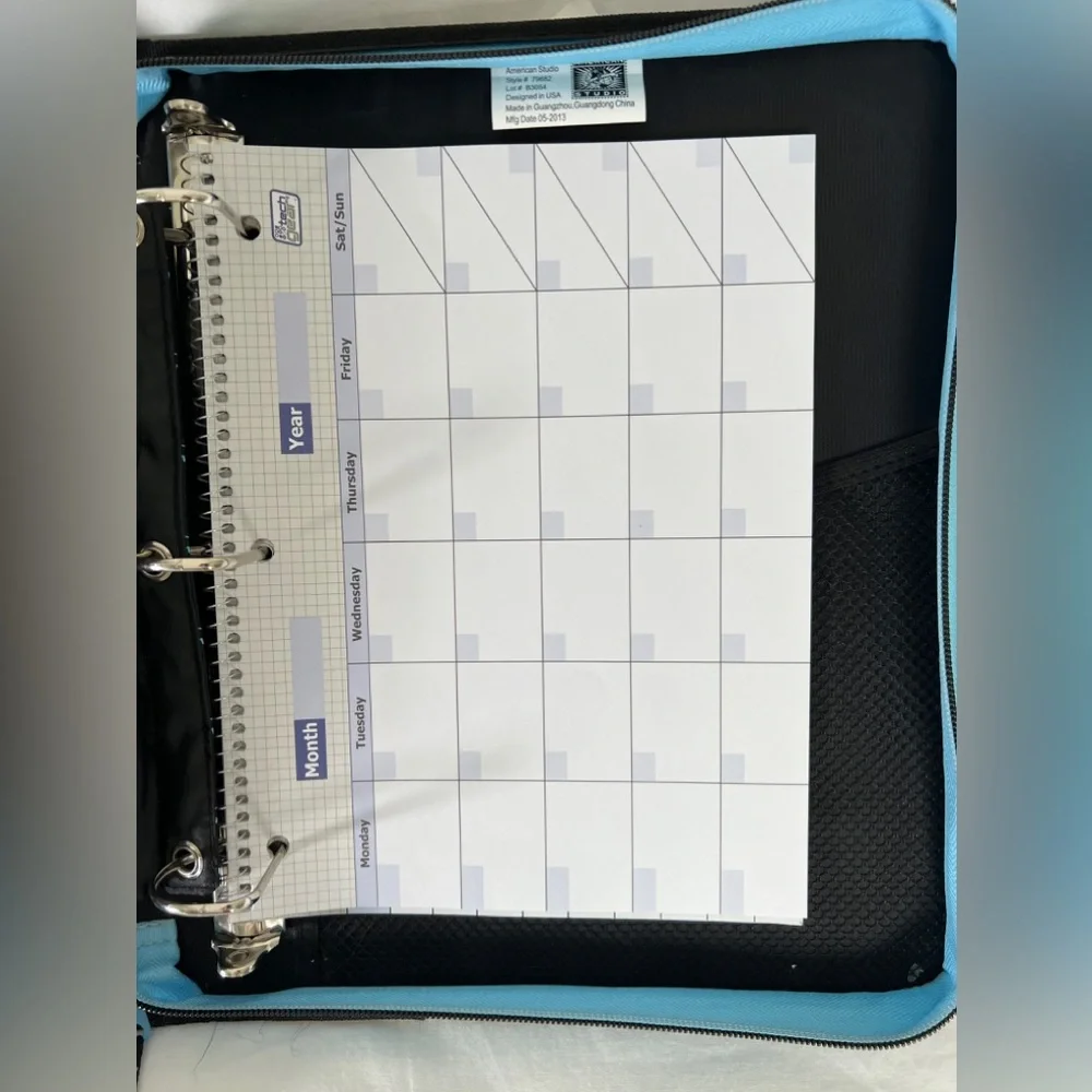 NEW PEACE School Black Organizational Binder Folder Included with Supplies